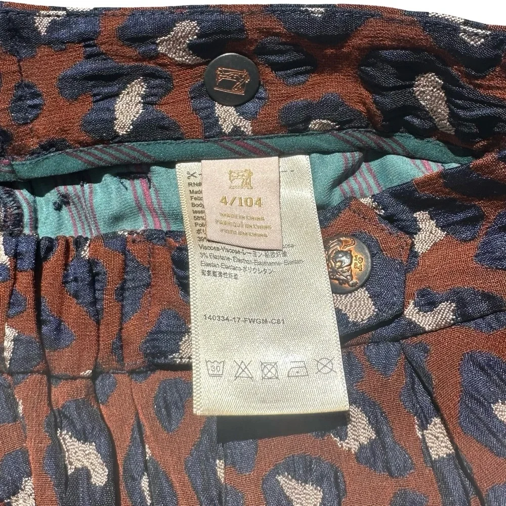 Scotch & Soda Girls Blue and Brown Leopard Skirt Size 4
